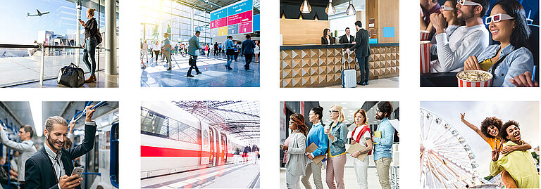 Empfohlene Standorte für die Installation des DigiCubes: Bahnhof, Flughafen, Kino, Behörde Messe, U-Bahn, 