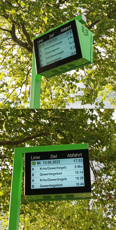 DFI TFT 21 Zoll mit Echtzeitfahrplan an der Bushaltestelle 