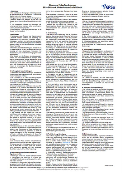 Allgemeine Einkaufsbedingungen EPSa-Elektronik & Präzisionsbau Saalfeld GmbH